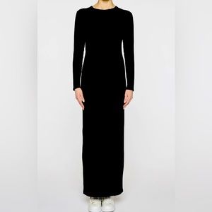 Bleusalt black long sleeve long crew dress